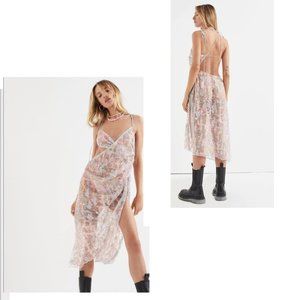 FOR LOVE & LEMONS MONIQUE SHEER SEQUINED MIDI DRESS SIZE L